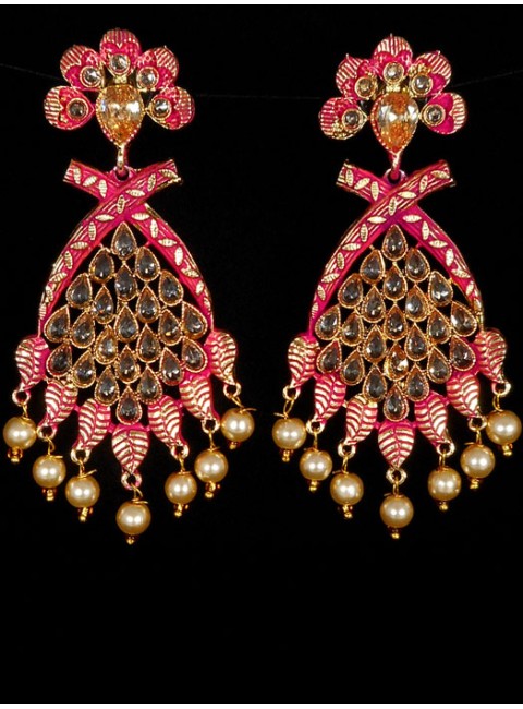 Reverse Ad Earrings With Meenakari Work